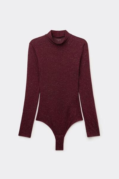 PRECIOUS RUBY/ARGENTO Long-Sleeved Lamأ&copy; Merino Wool and Viscose Body, 5701_794Z, medium