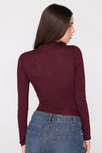 PRECIOUS RUBY/ARGENTO Long-Sleeved Lamأ&copy; Merino Wool and Viscose Body, 5701_794Z, medium