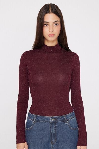 PRECIOUS RUBY/ARGENTO Long-Sleeved Lamأ&copy; Merino Wool and Viscose Body, 5701_794Z, large image number 4