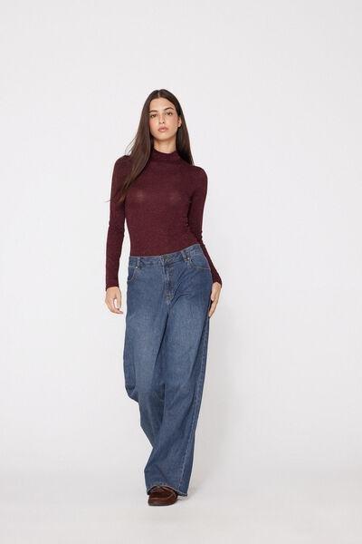 PRECIOUS RUBY/ARGENTO Long-Sleeved Lamأ&copy; Merino Wool and Viscose Body, 5701_794Z, large image number 5