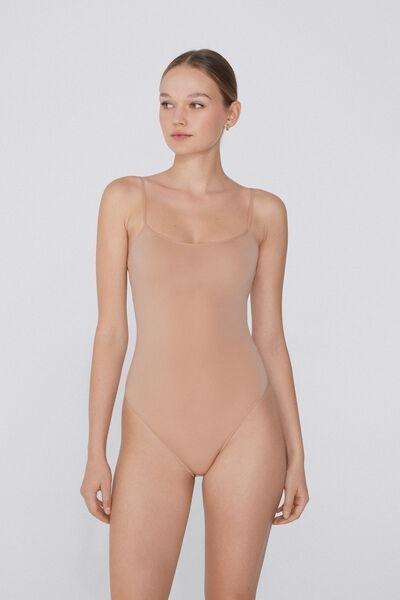 Tezenis - Beige Body With Narrow Straps Made Of Microfiber
