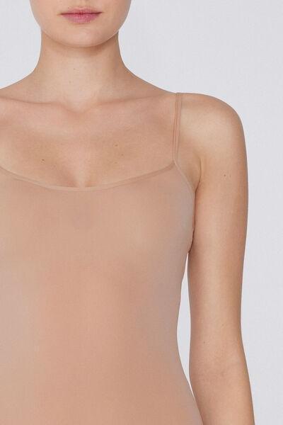 Beige Spaghetti Strap Bodysuit, , large image number 3