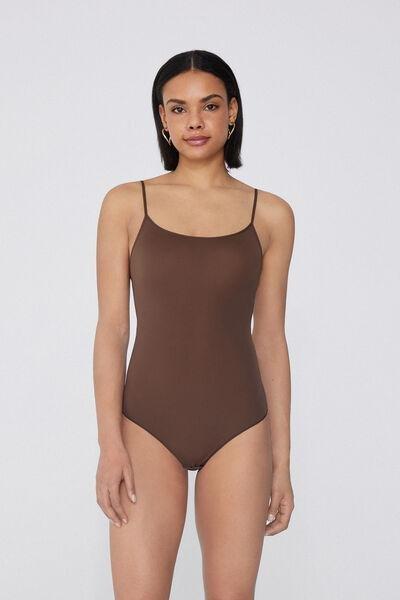 Brown Shoulder Straps Bodysuit, , large image number 0