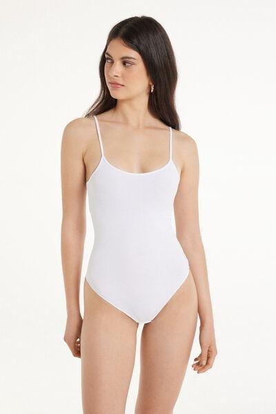 White Spaghetti Strap Bodysuit, , large image number 0