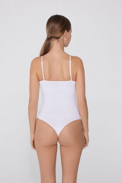 White Spaghetti Strap Bodysuit, , large image number 2