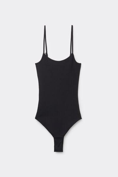 Black Spaghetti Strap Bodysuit, Black, large image number 4