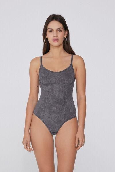 Grey Washed Dream Adjustable Straps Cotton Bodysuit, 5701_810Y, large image number 1