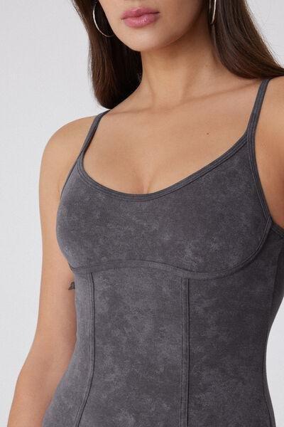 Grey Washed Dream Adjustable Straps Cotton Bodysuit, 5701_810Y, large image number 3