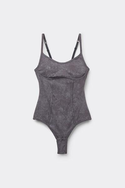Grey Washed Dream Adjustable Straps Cotton Bodysuit, 5701_810Y, large image number 4