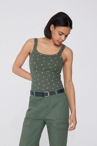 Green Polka Dot Ribbed Bodysuit, , large image number 1