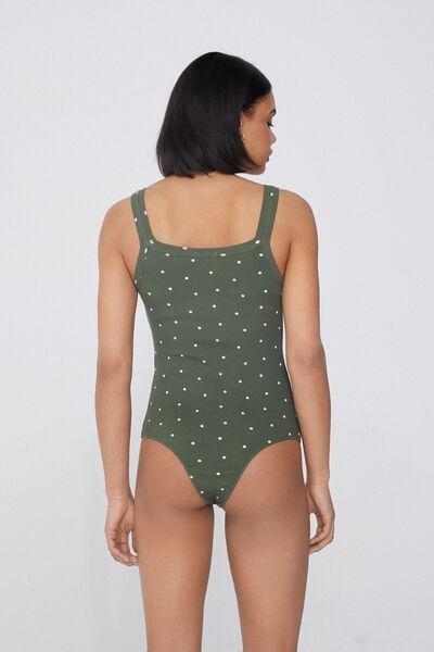 Green Polka Dot Ribbed Bodysuit, , large image number 2