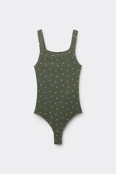 Green Polka Dot Ribbed Bodysuit, , large image number 4
