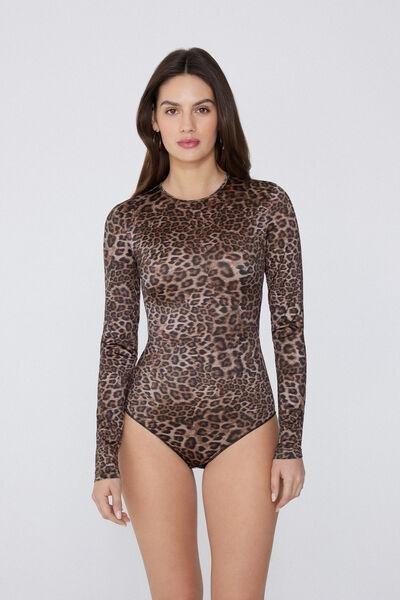 Multicolour Jungle Chic Long-Sleeved Bodysuit, 5701_319Y, large image number 1