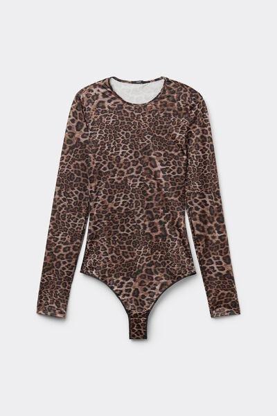 Multicolour Jungle Chic Long-Sleeved Bodysuit, 5701_319Y, large image number 4