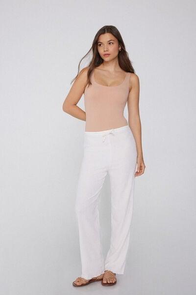 Beige Light Touch Wide Shoulder Straps Bodysuit, , large image number 0