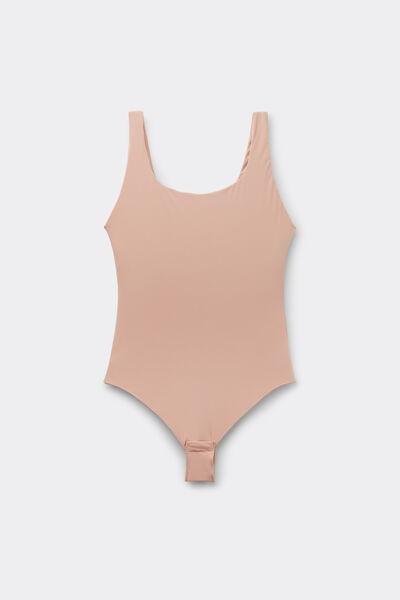 Beige Light Touch Wide Shoulder Straps Bodysuit, , large image number 2