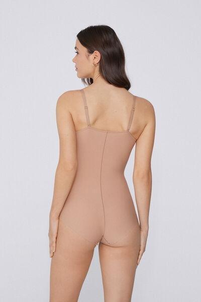 Beige Laser Cut Shaping Bodysuit, , large image number 2