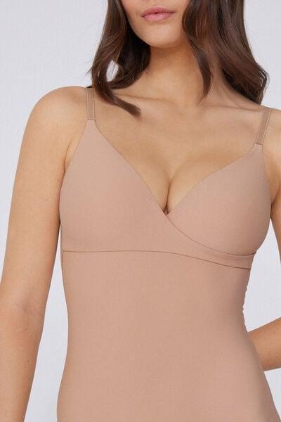 Beige Laser Cut Shaping Bodysuit, Natural Blush, large image number 2