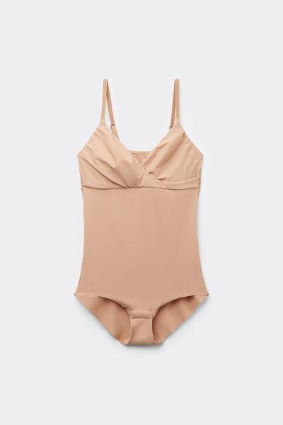 Beige Laser Cut Shaping Bodysuit, , large image number 4