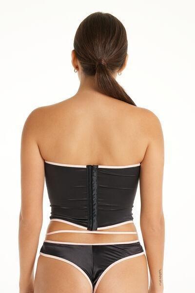 Black Fancy Ribbon Corset Bra, 5701_950V, large image number 2