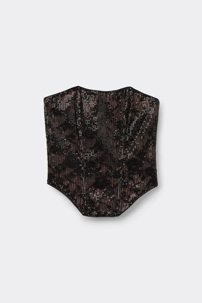 Black Luxury Dream Bustier Bra Top, Black, large image number 3