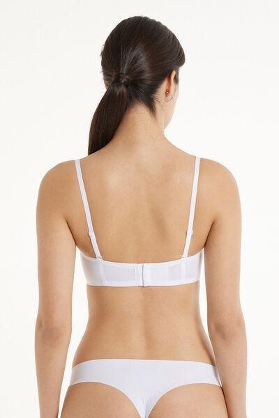 White Padded Low-Cut Bandeau Bra, , large image number 2