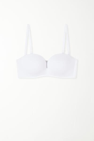 White Padded Low-Cut Bandeau Bra, , large image number 4