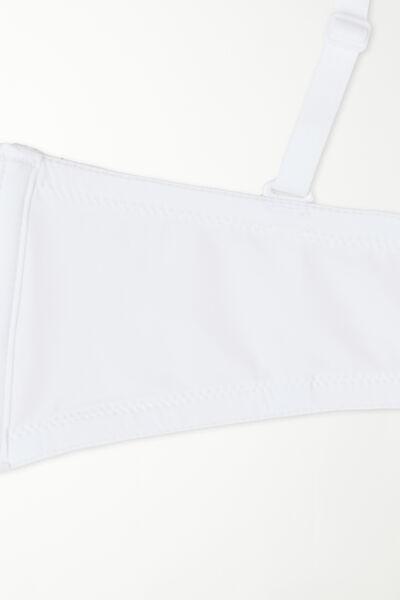White Padded Low-Cut Bandeau Bra, White, large image number 5