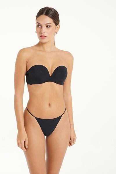 Black Padded Low-Cut Bandeau Bra, , large image number 1