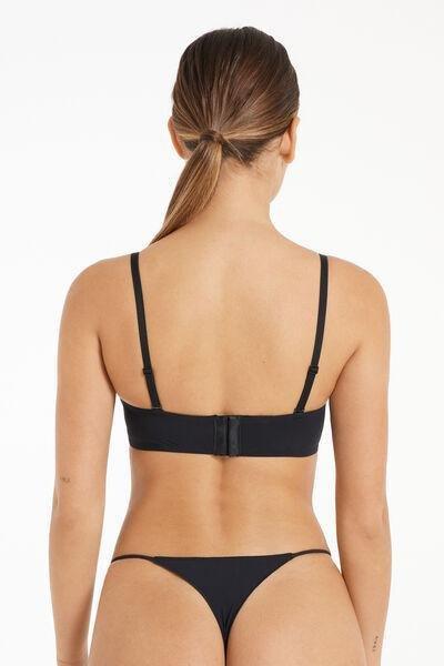 Black Padded Low-Cut Bandeau Bra, , large image number 2