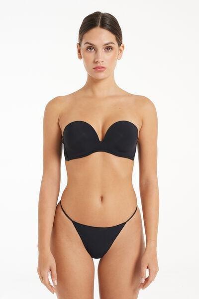 Black Padded Low-Cut Bandeau Bra, , large image number 3