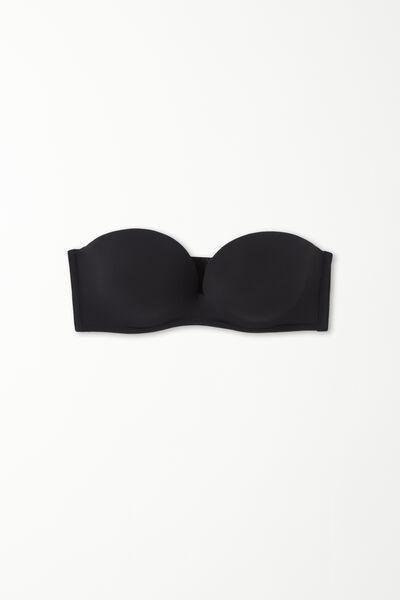 Black Padded Low-Cut Bandeau Bra, Black, large image number 4