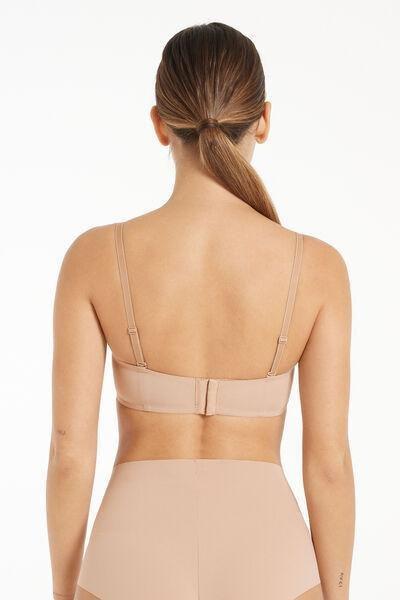 Beige Padded Low-Cut Bandeau Bra, , large image number 2