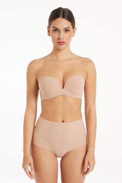 Beige Padded Low-Cut Bandeau Bra, , large image number 3