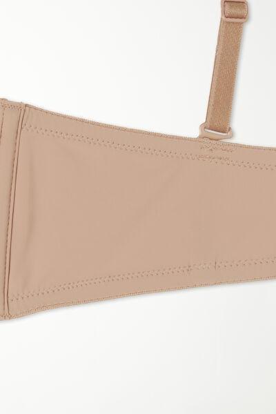 Beige Padded Low-Cut Bandeau Bra, , large image number 5