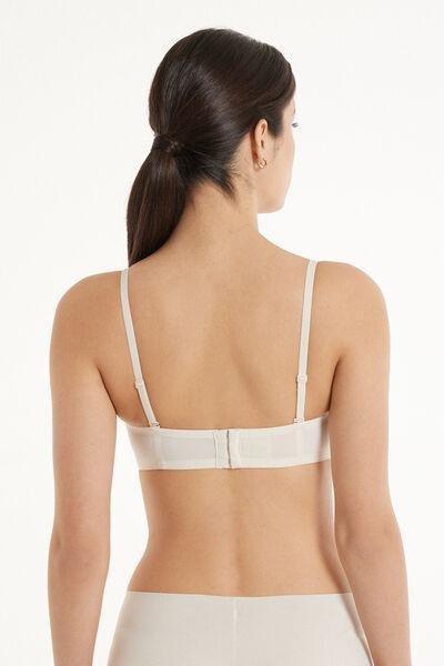 Cream Padded Low-Cut Bandeau Bra, , large image number 2