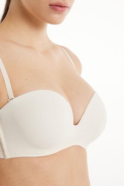 Cream Padded Low-Cut Bandeau Bra, , large image number 3