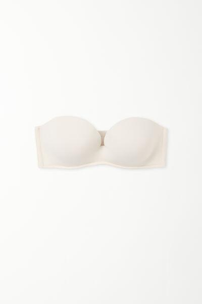 Cream Padded Low-Cut Bandeau Bra, , large image number 4