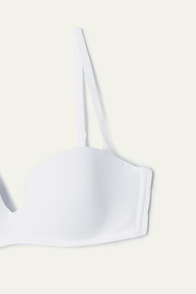 White Padded Bandeau Bra, White, large image number 7