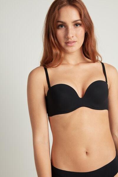 Black Padded Bandeau Bra, , large image number 0