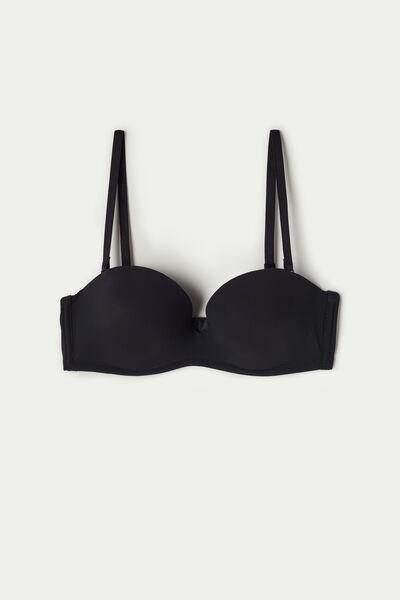 Black Padded Bandeau Bra, , large image number 4
