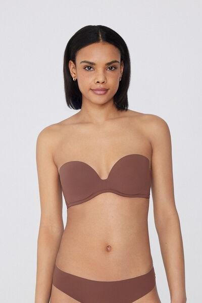 Caramel Padded Bandeau Lace Bra, 5701_304Y, large image number 1