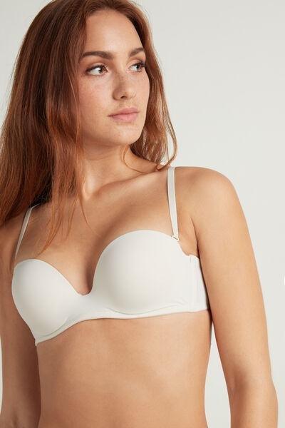 Cream Padded Bandeau Bra, , large image number 0