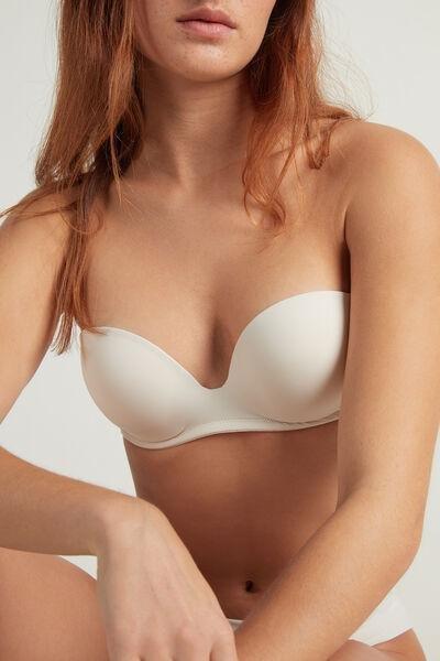 Cream Padded Bandeau Bra, , large image number 1