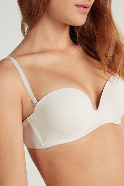 Cream Padded Bandeau Bra, , large image number 3