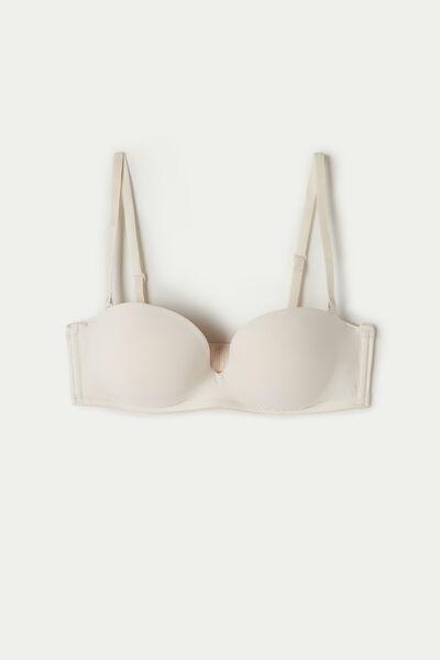 Cream Padded Bandeau Bra, , large image number 4