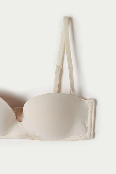 Cream Padded Bandeau Bra, Ivory Cream, large image number 7