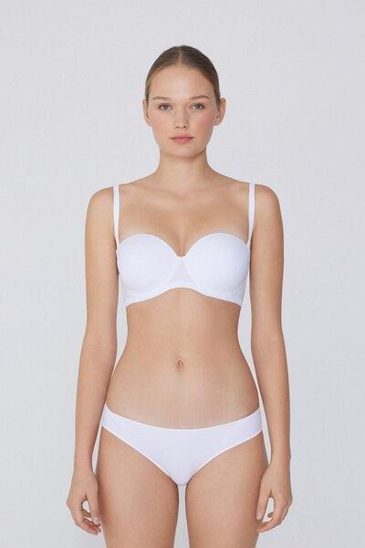 White Full Coverage Bandeau Bra, White, large image number 3