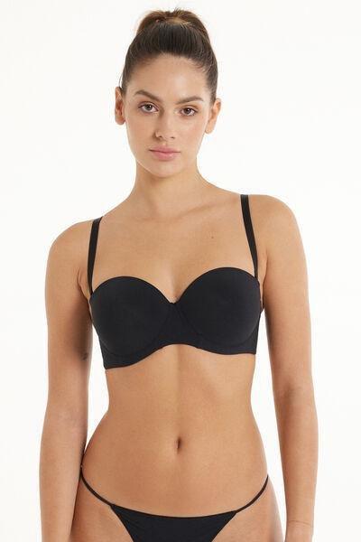 Black Full Coverage Bandeau Bra, , medium