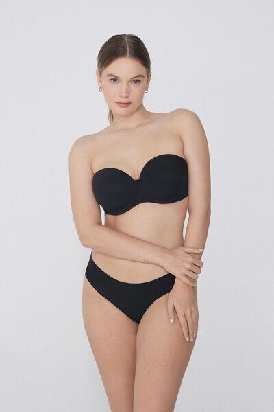 Black Full Coverage Bandeau Bra, Black, medium